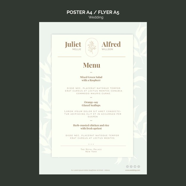 Elegante Plakatschablone für Hochzeit