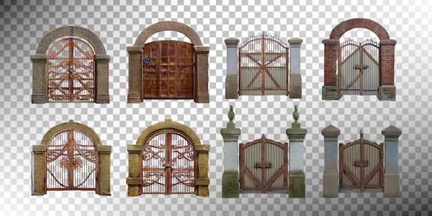 Elegante Sammlung von Holz- und Metalltoren