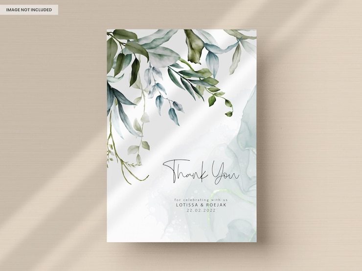 Kostenlose PSD elegante vintage-blätter aquarell hochzeits-einladungskarten-set