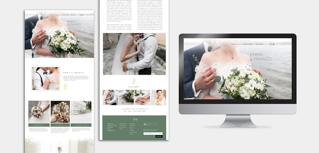 Elegante Webvorlage mit Landingpage für Hochzeit