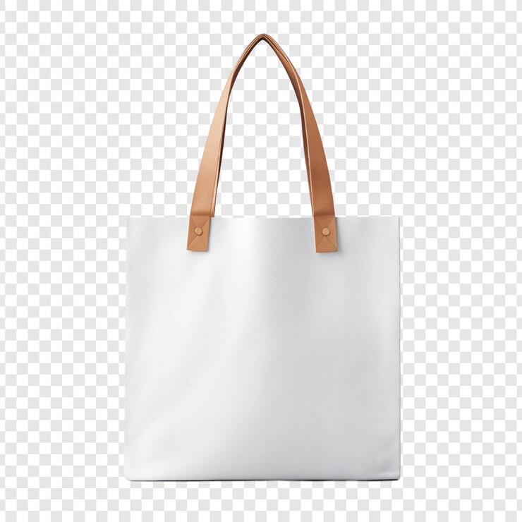 Kostenlose PSD elegante weiße tote-tasche mit schwarzen lederhändeln mockup