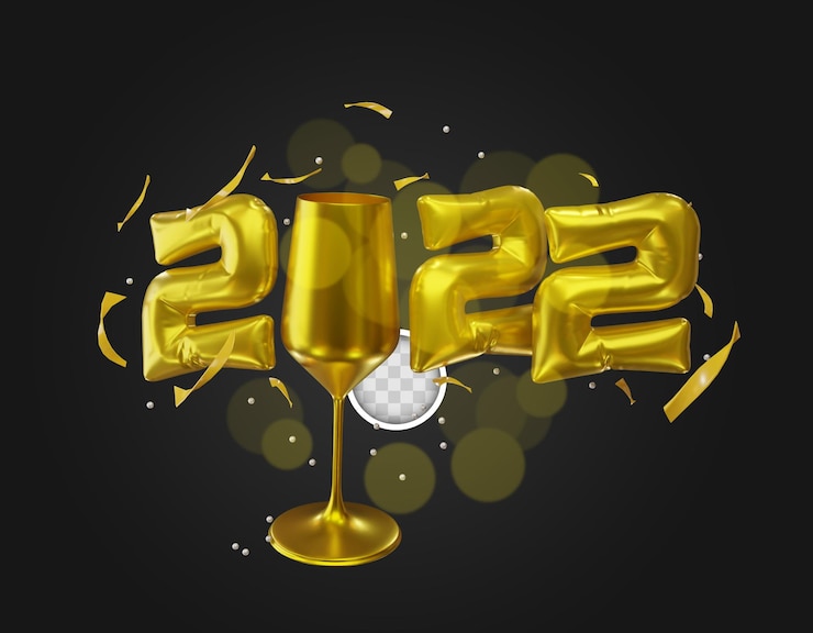Kostenlose PSD eleganter hintergrund 2022 mit bokeh-lichtern. 3d-darstellung