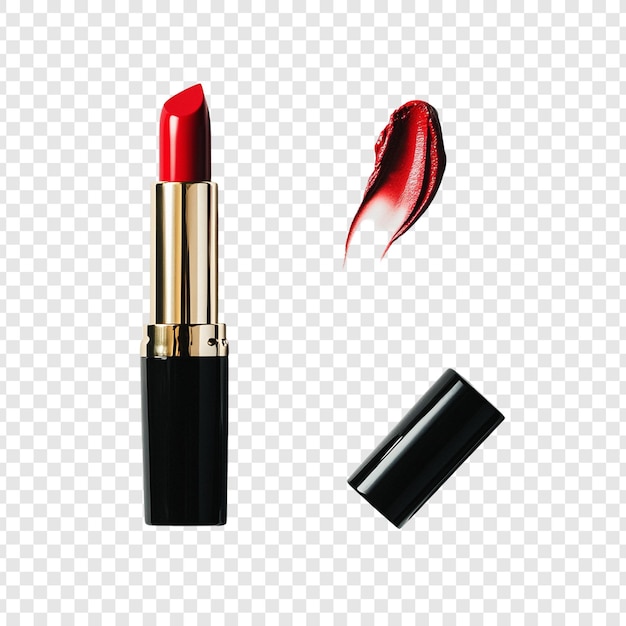 Eleganter roter Lippenstift mit Swatch und Gehäuse