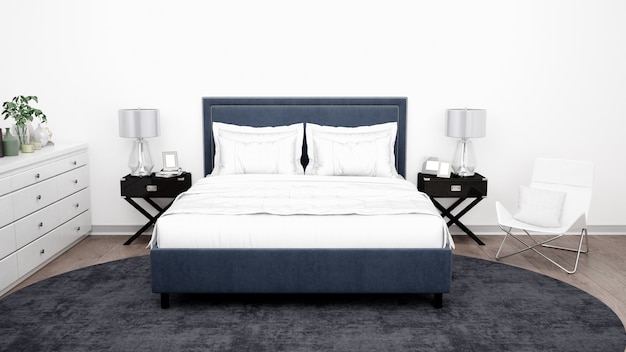 Kostenlose PSD elegantes schlafzimmer oder hotelzimmer mit klassischen möbeln