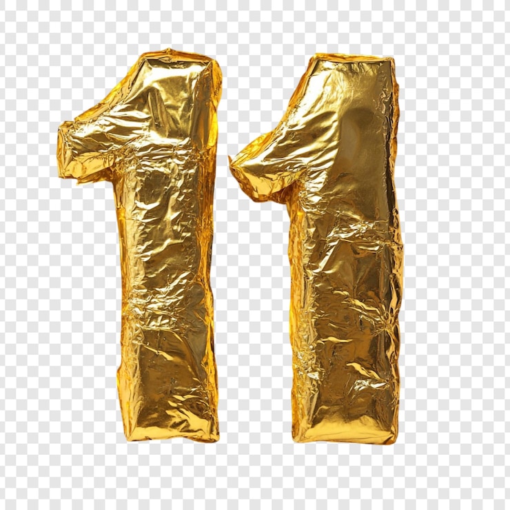 Kostenlose PSD elf goldene folienballons nummer 11