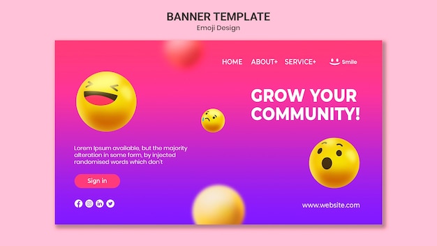 Kostenlose PSD emoji design banner vorlage