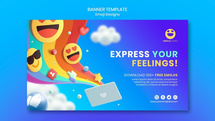 Kostenlose PSD emoji design banner vorlage