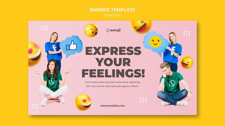 Kostenlose PSD emoji-tagesbanner-vorlage