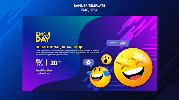 Kostenlose PSD emoji-tagesbanner-vorlage