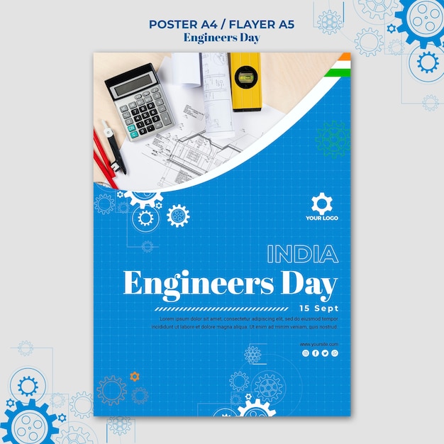 Kostenlose PSD engineers day poster vorlage