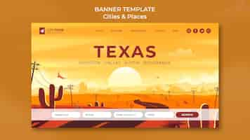 Kostenlose PSD entdecken sie das horizontale banner von texas