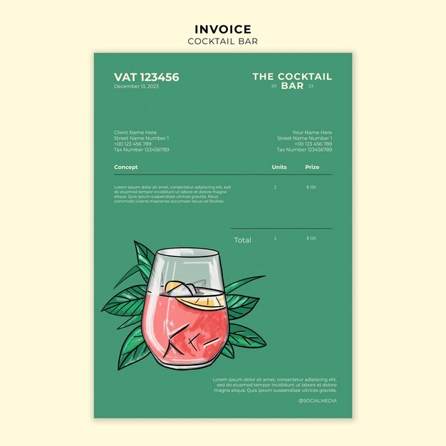 Entwurf der Cocktailbar-Vorlage