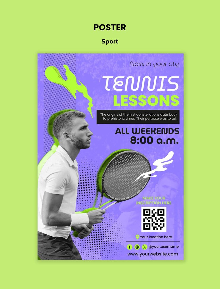 Kostenlose PSD entwurf der tennis-vorlage