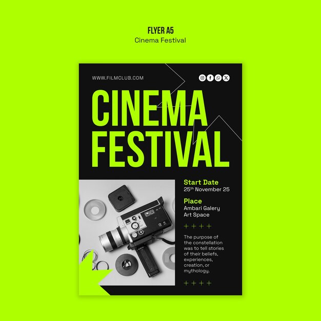 Entwurf der Vorlage für den Flyer des Filmfestivals