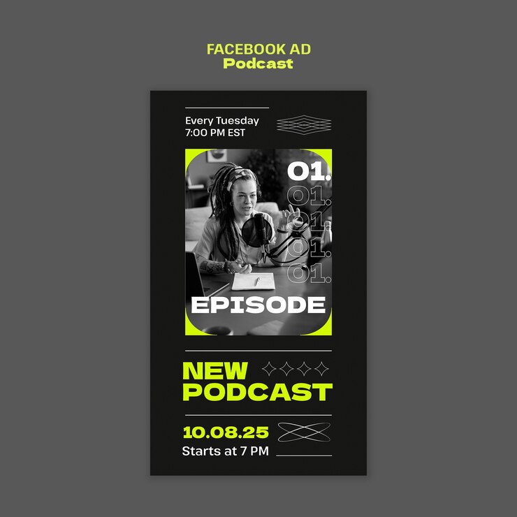 Kostenlose PSD entwurf einer podcast-anzeigenvorlage für facebook