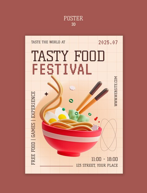 Entwurf einer Vorlage für ein 3D-Food-Festival