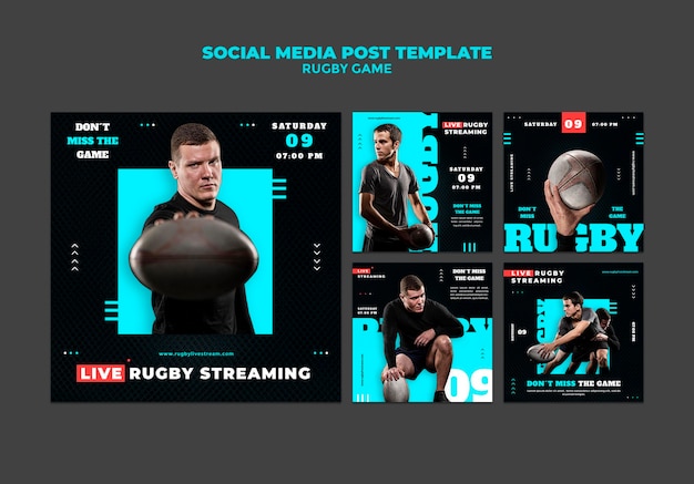 Kostenlose PSD entwurfsvorlage für rugby-spiele für social-media-beiträge
