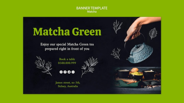 Erleben sie die natur mit matcha tea banner Kostenlosen PSD