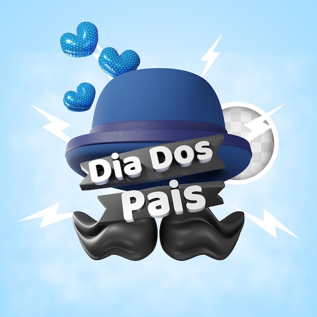 Kostenlose PSD erstaunlicher banner-vatertag auf portugiesisch „dia dos paisquot 3d-illustration