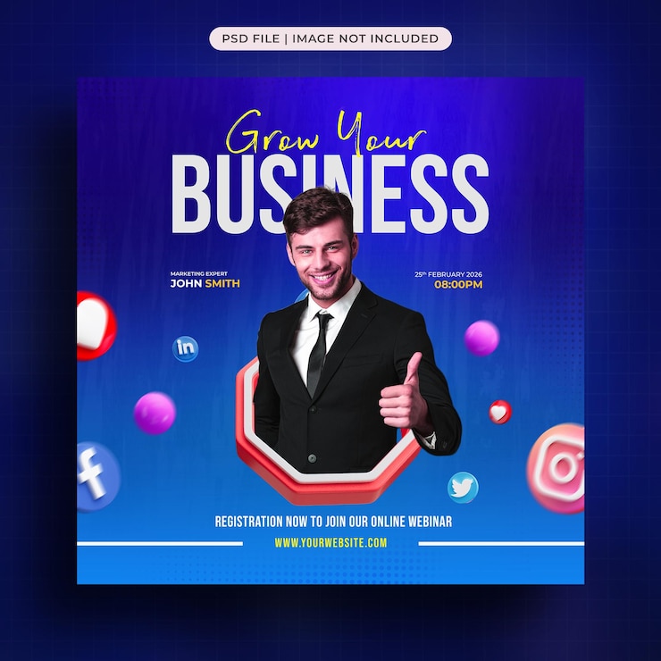 Kostenlose PSD erweitern sie ihre business-social-media-post-vorlage
