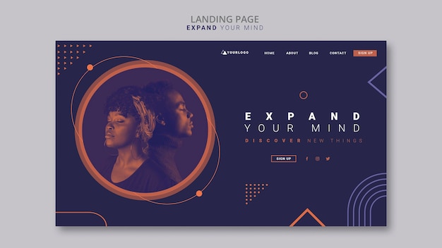 Kostenlose PSD erweitern sie ihre mind landing page-vorlage