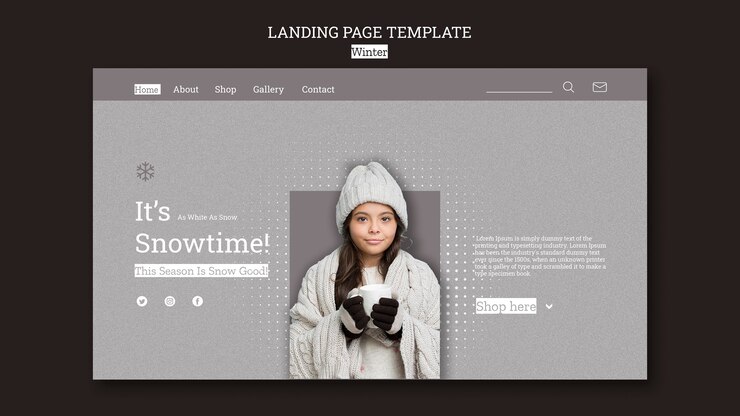 Kostenlose PSD es ist die landingpage zur schneezeit