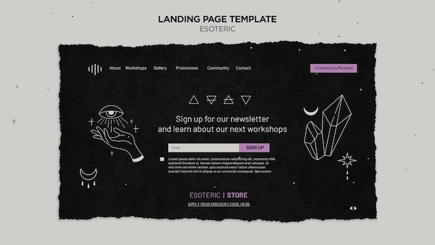 Kostenlose PSD esoterische handwerks-landingpage-vorlage