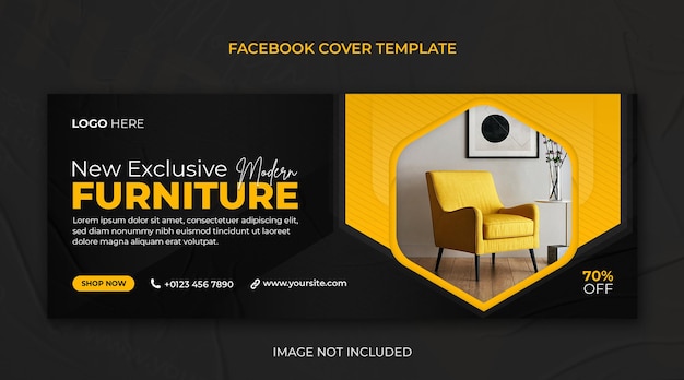 Exklusives facebook-cover für den möbelverkauf oder horizontale webbanner-psd-vorlage