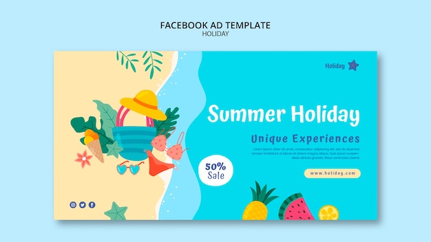 Facebook-Anzeigenvorlage für Feiertage im flachen Design