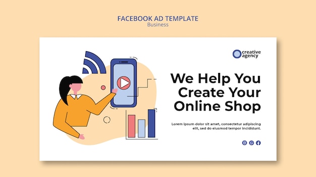 Facebook-Anzeigenvorlage für Unternehmen im flachen Design