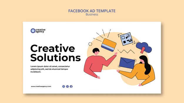 Facebook-Anzeigenvorlage für Unternehmen im flachen Design