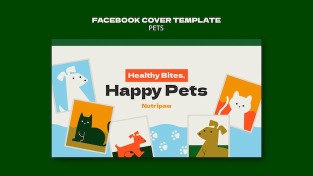 Facebook-cover für tierfutter im flachen design
