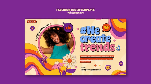 Facebook-cover im kitschigen farbenstil