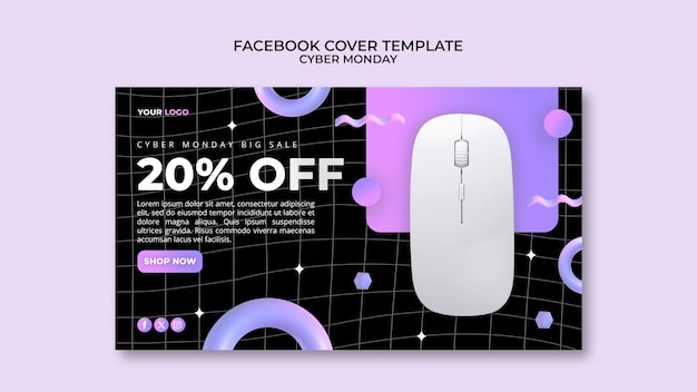 Kostenlose PSD facebook-cover-vorlage für cyber monday-verkäufe