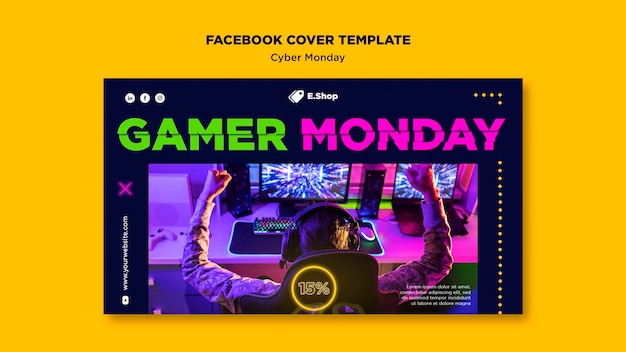 Kostenlose PSD facebook-cover-vorlage für cyber monday-verkäufe