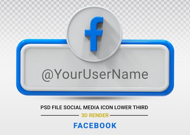 Facebook-social-media-symbol unteres drittes banner 3d-rendering
