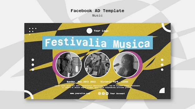 Kostenlose PSD facebook-vorlage für abstrakte musikfestivals