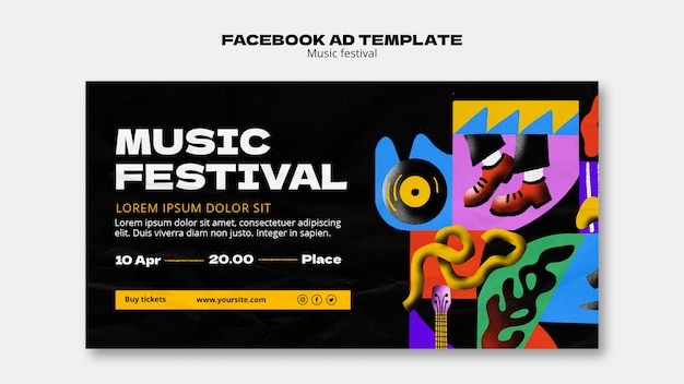 Kostenlose PSD facebook-vorlage für abstrakte musikshows