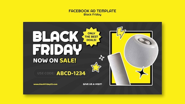 Kostenlose PSD facebook-vorlage für black friday-verkauf im flachen design