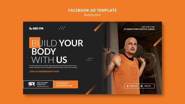 Facebook-Vorlage für Bodybuilding-Training