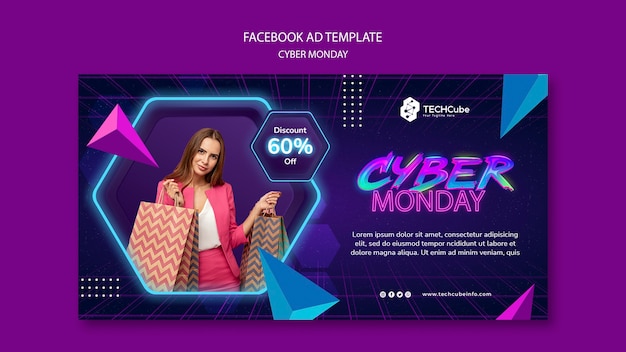 Kostenlose PSD facebook-vorlage für cyber-monday-rabatte