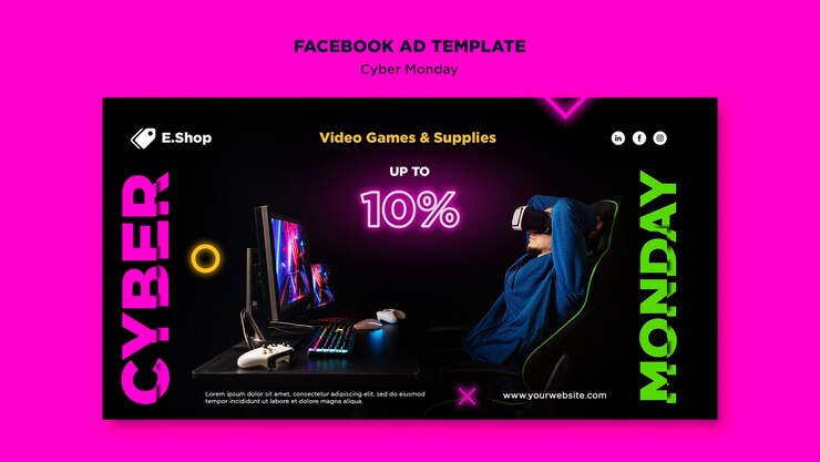 Kostenlose PSD facebook-vorlage für cyber monday-verkäufe