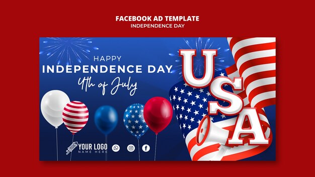 Facebook-Vorlage für den 4. Juli