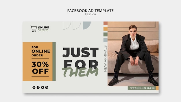 Kostenlose PSD facebook-vorlage für den geometrischen modeverkauf