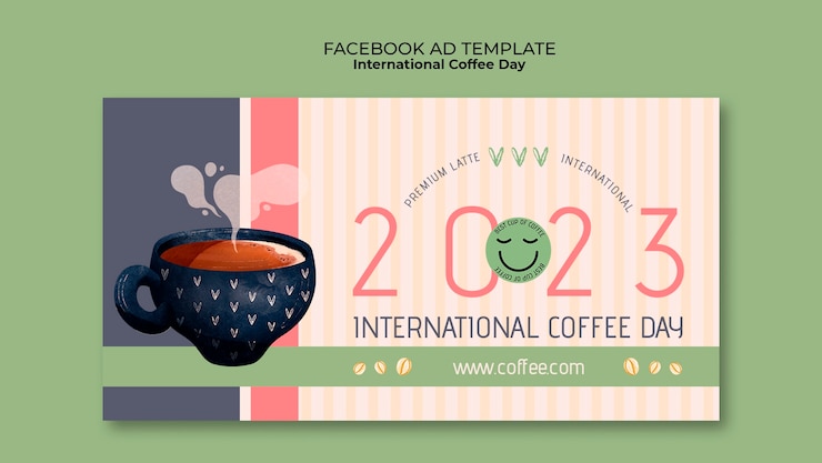 Kostenlose PSD facebook-vorlage für den internationalen kaffeetag