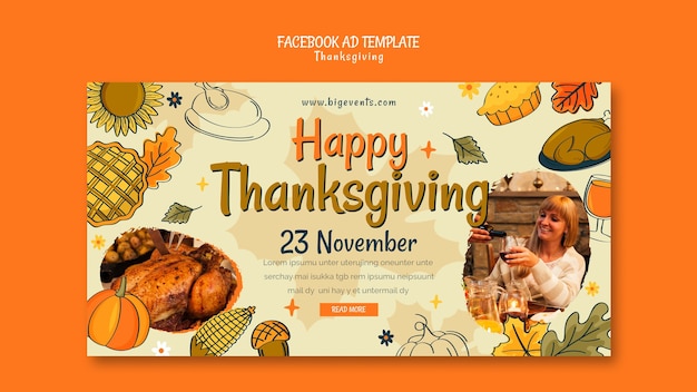 Kostenlose PSD facebook-vorlage für die thanksgiving-feier