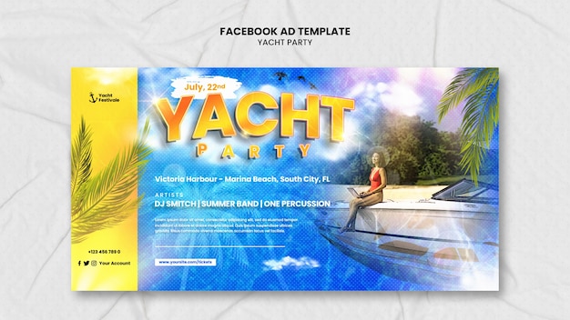 Kostenlose PSD facebook-vorlage für eine yachtparty