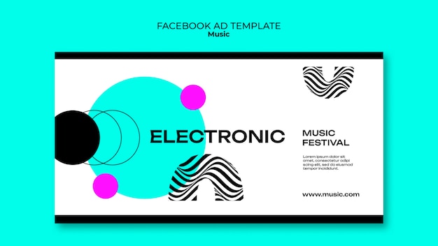 Kostenlose PSD facebook-vorlage für elektronische musik im flachen design