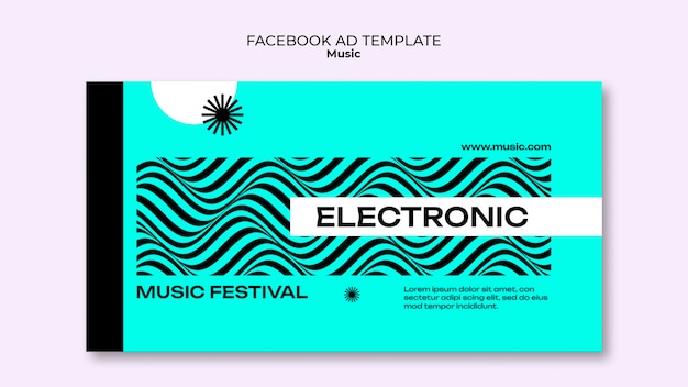 Kostenlose PSD facebook-vorlage für elektronische musik im flachen design