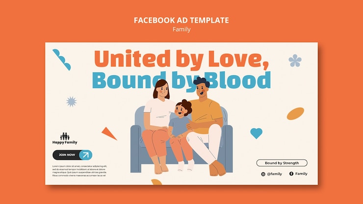 Kostenlose PSD facebook-vorlage für familienfeiern im flachen design